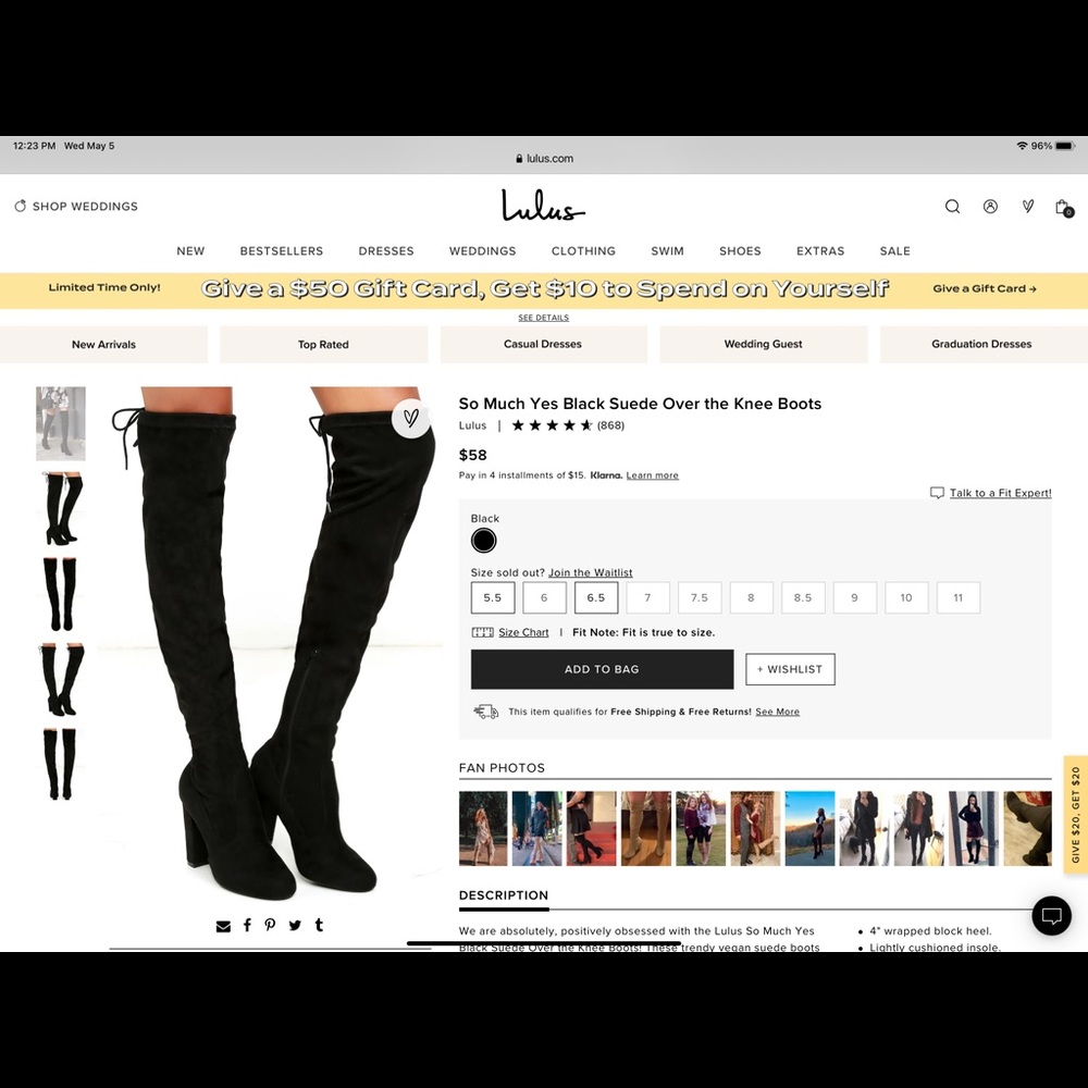Lulus over the knee black boot